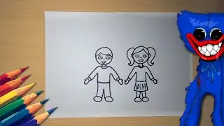 Huggy Wuggy Drawing a Boy and Girl