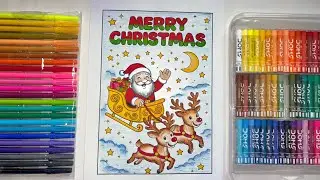 How to Colour Santa on a Sleigh 🎅 | Christmas Colouring for Kids 🎨