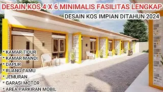 DESAIN KOS 4 X 6 M MINIMALIS FASILITAS LENGKAP || Kamar Mandi Dalam, Dapur, R. Tamu, T.Jemuran.