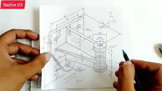 Настенный кронштейн, машинный чертеж, 3-й семестр, проекция под третьим углом, #saifim03