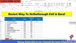 Excel Strikethrough Shortcut In Excel In Telugu || Excel Training in Telugu || Tech Prapancham