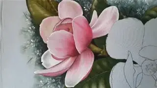 Pintura em tecido de magnólia