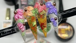 🌸3D Flowers w 5D Gel New Set Nail Art Tutorial - How to Quick Easy Simple