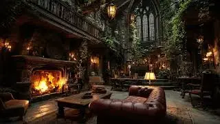 Cozy Ancient Castle Room, Soft Rain & Warm Fireplace Sounds to Relax Mind and Sleep Better