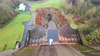 Drone View:  Booth Wood Reservoir (dam) Huddersfield England