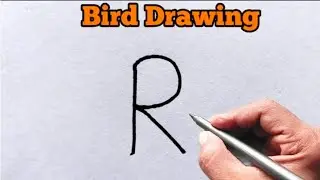 How to draw cute bird from letter R | Easy bird drawing for beginners | Letter drawing