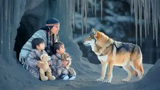 Apache Woman and Twins Freezing in a Cave, Until a Stray Wolf Leads Them to Safety!
