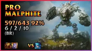 PRO Malphite Replay Played 597 92% games [TwitchTV Pura4] | KDA 6 / 2 / 10 TOP GrandMaster (BR)