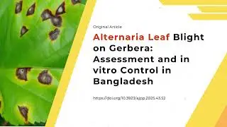 Alternaria Leaf Blight on Gerbera: Assessment and in vitro Control in Bangladesh