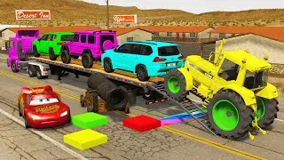 Flatbed Truck Mcqueen | Transportation with Truck - Pothole vs Car #3 - BeamNG.Drive