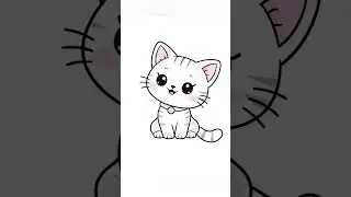 Easy Cat Drawing & Coloring ✏️🎨 | Kids Learning#KidsShorts#DrawingForKids#ColoringForKids#CuteCat