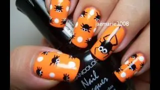 Halloween Nail Design- Polka Dot Spiders