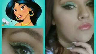 Disney's Princess Jasmine Makeup Tutorial - Aqua & Gold Glitter Cut Crease | Halloween 2016