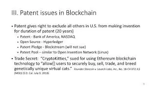 Legal Issues in Blockchain and Cryptocurrencies (Part 6): Patent Issues in Blockchain