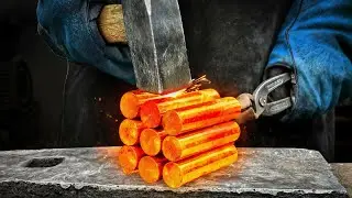 Forging a Massive Damascus Steel Knife ｜ Handcrafted Large Blade