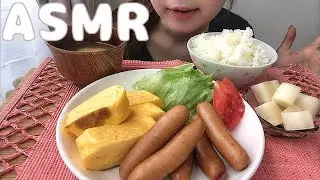【ASMR】厚焼き玉子・ウインナーetc朝食を食べる🍳💕No Talking・eating  sounds・mukbang🎶japanese breakfast🍚✨