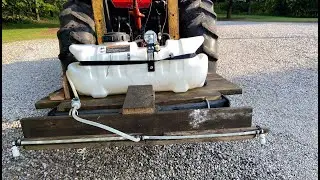 OldGuyDIY Deer Food Plot 16' Spray Rig On Tractor Carry All, Ratchet Strap 14 Gallon Tank, 2 Nozzles