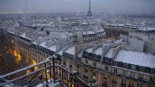 Snow in Paris | Calm Winter Street ambience