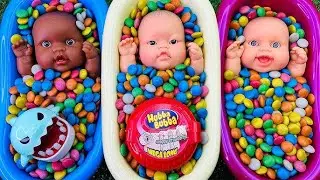 4 Minutes Satisfying Video Mixing Funny Candy ASMR & Make Up in 3 Bathtubs with Magic M&M's Slime