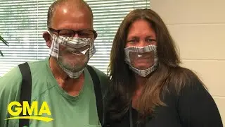 Woman crafts clear &lsquo;window&rsquo; face mask to safely communicate with deaf co-worker l GMA Digital