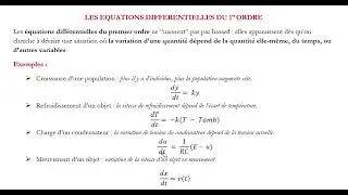 Les &eacute;quations diff&eacute;rentielles du premier ordre