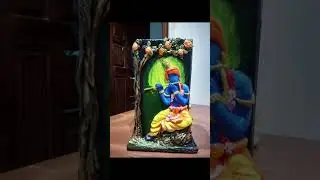 this is cardboard flower pot 🪴 #art .. krishna# mural from clay and #acrylic colours....#.🎨🖌️💓💓💓💓