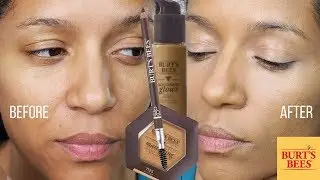 New Burt's Bees Goodness Glows Foundation & Mattifying Powder + Brow Pencil OILY SKIN REVIEW