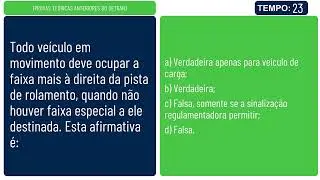 Simulado da Prova Teórica do Detran  para CNH - 120 Questões Oficiais Anteriores