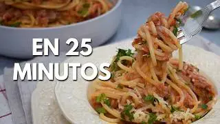 Espaguetis con At&uacute;n y Tomate | Receta Casera F&aacute;cil en 25 Minutos