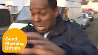 Andi Peters Hilariously Terrified By Dog And Trips Over Wheelie Bin! | Good Morning Britain