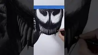 Drawing REALISTIC Venom 😬🕷️ #art #wow #drawing #spiderman #venom #marvel #viral #artist #draw