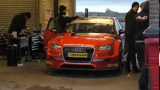 Red Audi BTCC race car driver  Snetterton testing 8nov17 356p spoke to