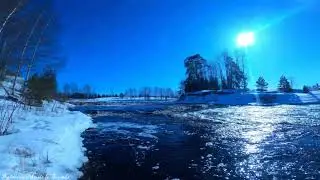 Turbulent river. River rapids. Sounds of nature. Contemplation and relaxation.