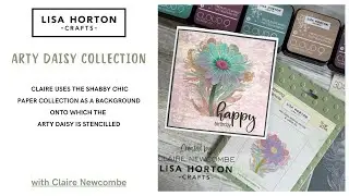 LHC  ARTY DAISY, STENCILLED ONTO SHABBY CHIC DESIGN PAPER