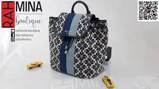 kate spade flower jacquard stripe market medium flap backpack I review I unboxing