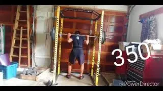 350X6 squat , 240x9 front squat, 23 pullups