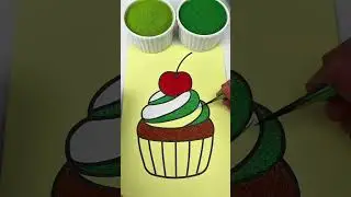 Cupcake Sand Art 🍰 | Satisfying Coloring with Colored Sand#art #drawing #painting #painting #shorts