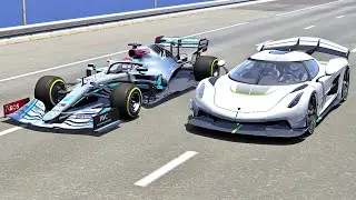 Koenigsegg Jesko vs Mercedes F1 2020 - Drag Race 2020