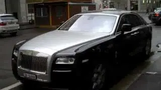 Black and Silver Rolls Royce Ghost Parked Walkaround in Zurich, Switzerland