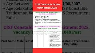 CISF Constable Driver Notification 2025