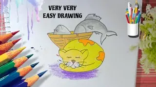 How to draw easy cute cat picture step by step, Drawing Hobby Pastel Drawing Easy Drawing ideas 