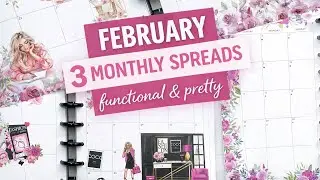 February Monthly Planner Spreads | Catch-All, Wellness & Social Media Planning