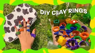MAKE TIKTOK/PINTEREST CLAY RINGS WITH ME!! | DIY STUDIO VLOG