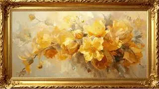 Golden Floral Dreams – 4K Wallpaper for Relaxation | 4K Frame TV Art