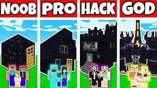 Minecraft: FAMILY SECRET OBSIDIAN HOUSE BUILD CHALLENGE - NOOB vs PRO vs HACKER vs GOD in Minecraft