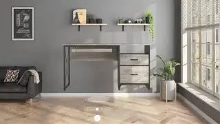 NBF Carbon L-Shaped Executive Office Desk with Hutch - Durable Laminate Computer Desk with 3 Drawers