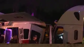 Four firefighters injured in crash involving 18-wheeler