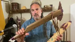 8 Hole Harmony Drone Flute in E Minor with Black Limba, Purple Heart and Turquoise Bear Paw