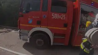 POŻAR KURNIKA - Początkowa faza działań [Helmet Cam]