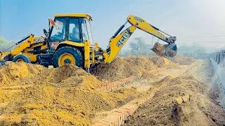 JCB machine working in park for village videos 